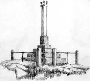 Original Monument Sketch with the heads of 3 Muslims Atop