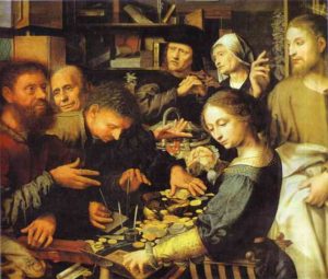 Jesus Summons Matthew To Leave The Tax Office, Jan van Hemessen
